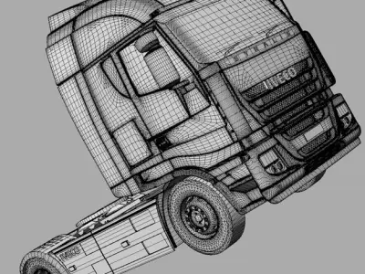 Iveco Stralis with Flatbed Semitruck 3D model