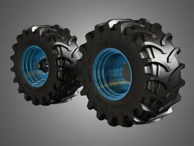 Tractor Tires  and Rims - T01 3D model