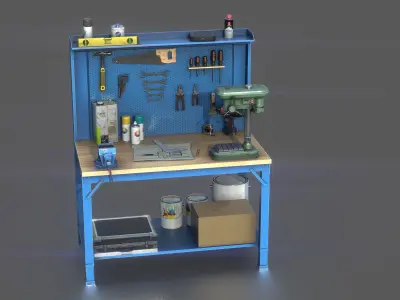 WORKBENCH with tools Low-poly 3D model purchase