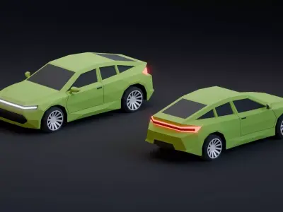 Electric Car Low-poly 3D model from CGTrader