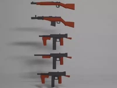 Low Poly Guns different Free low-poly 3D model