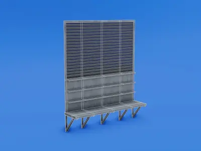 Metal tool shelf Low-poly 3D model