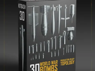 World War Bombs KITBASH bundle -30 Unique Rockets and Bombs Low-poly 3D model