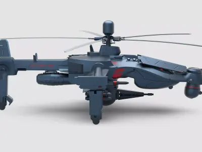 Futuristic Attack Drone Helicopter   3D model