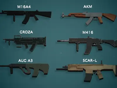 Low Poly AR Gun Pack Low-poly 3D model