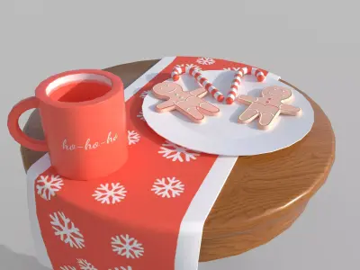 Christmas Chair with Props Set Low-poly 3D model