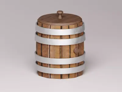 Wooden Barrel 3D Model Low-poly 3D model