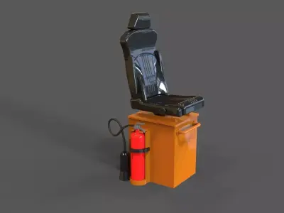 Seat with fire extinguisher sea rescue cruiser 3D print model