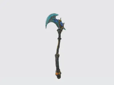 A dark fantasy battle axe 3D model