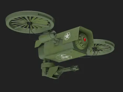 Low poly PBR Military Drone 3D model