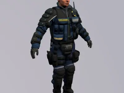 Agent from the game CSGO Commandant Rushar 3D model