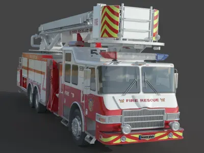 Firefighting Truck with Ladder 3D model