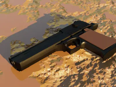 Pistol 3D model gun in desert 3D model