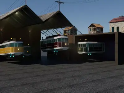house model train station with two trains in it 3D model