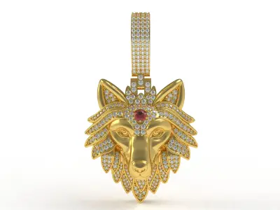 Wolf Diamond Pendant 3D print model