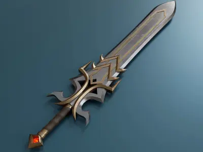 Small set of fantasy weapons Low-poly 3D model