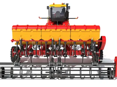 Tractor with Trailed Disc Harrow 3D model get