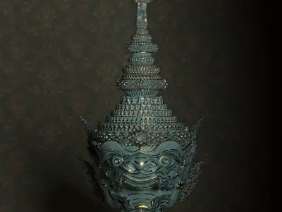 Hanuman 2  - Khon Mask helmet - Thai Pattern 3D print model 3D print model