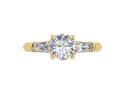 Solitair 3 Stone Ring 3D print model 2