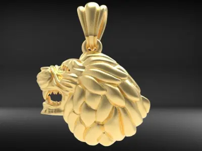 Lion head pendant Hollow Light weight Jewelry 3D print model