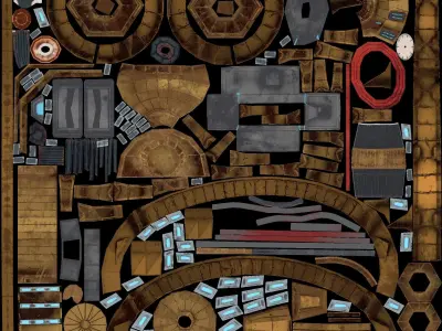 Stylized steampunk generator Low-poly 3D model