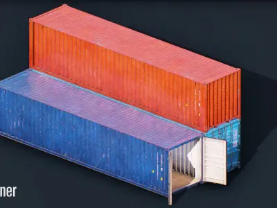 Container Pack Low-poly 3D model