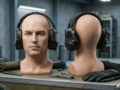 Worn Tactical Communication Headset Low-poly 3D model