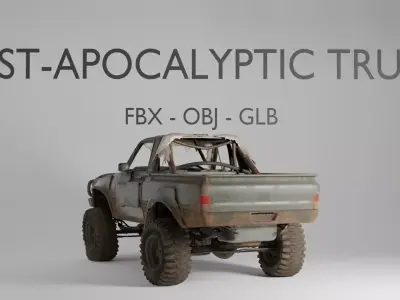 Post-Apocalyptic Truck 3D Model - Ruined Off-Road - FBX OBJ GLB 3D model