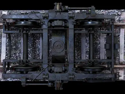 Railway Bogie of Passenger Wagon Low-poly 3D model