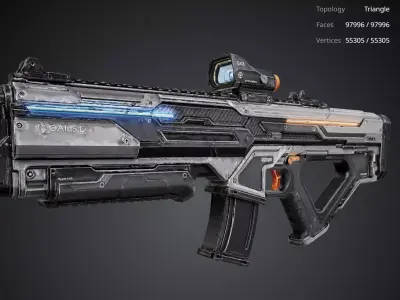 Futuristic Gun 3D model 2