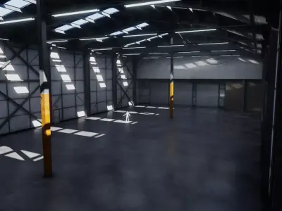 Used Empty Warehouse Interior 8K and 4K Textures Low-poly 3D model