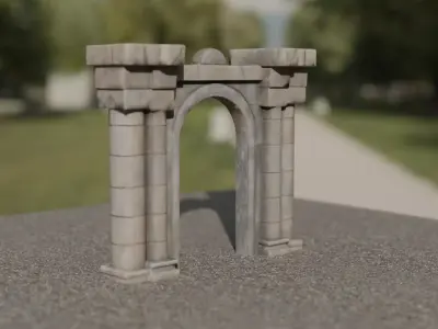 stone gate Low-poly 3D model