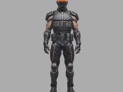 Orange Accent Tactical Combat Suit 3D model