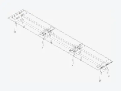 Desk - Timberline - Workstation - Sgl - Side - 3 - Person - Low Low-poly 3D model