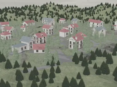 Ancient Hidden Forest Village Semi-Realistic Environment Scene 3D model