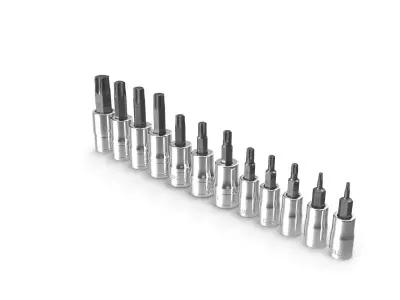 12pc Combination Drive TORX Bit Standard Socket Set Low-poly 3D model