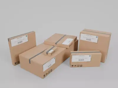 Warehouse Cardboard Boxes - Rigged and Customizable Set 3D Model Pack