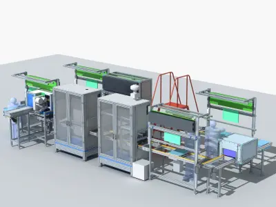 Industrial Equipment 9 - Flow Production Line 3D model