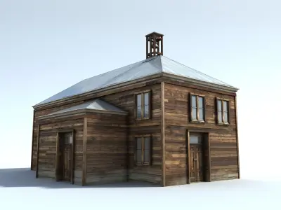Low Poly Wild West School Low-poly 3D model