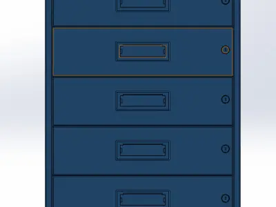 Metal drawer or cabinet or pedestal 5 Drawer H725 x W558 x D500 3D model