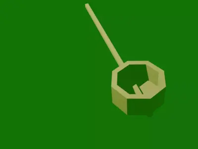 Low Poly Japanese Ladle -Hishaku- with Animated Water  128 Tris  Free low-poly 3D model