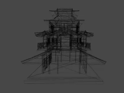 Ancient Japanese Building Style 03 Low-poly 3D model