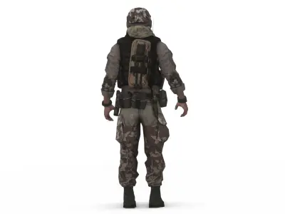 Modern Military Soldier 3D Model Game-Ready Rigged Low-poly 3D model