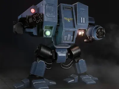 dreadnought robot with two guns Low-poly 3D model