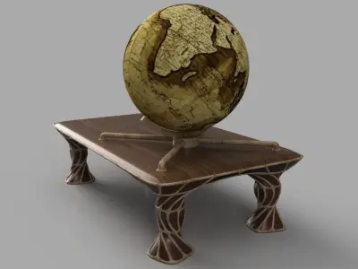 table globe on wooden 3D model