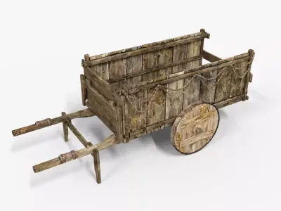 Medievel Cart Low-poly 3D model