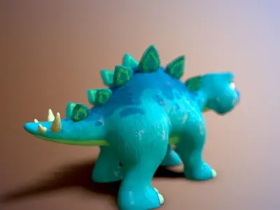 cartoon baby stegosaur Low-poly 3D model