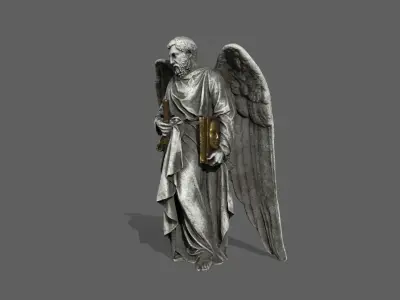 Old Man Statue Low-poly 3D model 2