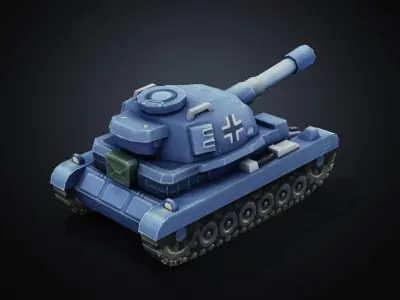 Hand-painted Q-version Tiger Tank 3D Model Low-poly 3D model