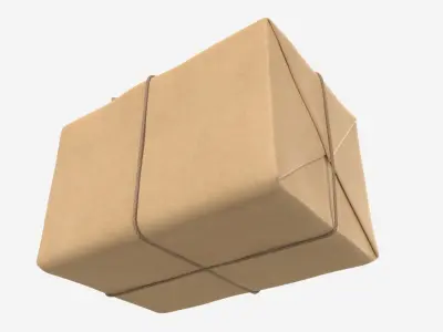 Parcel wrapped in kraft paper 3D model